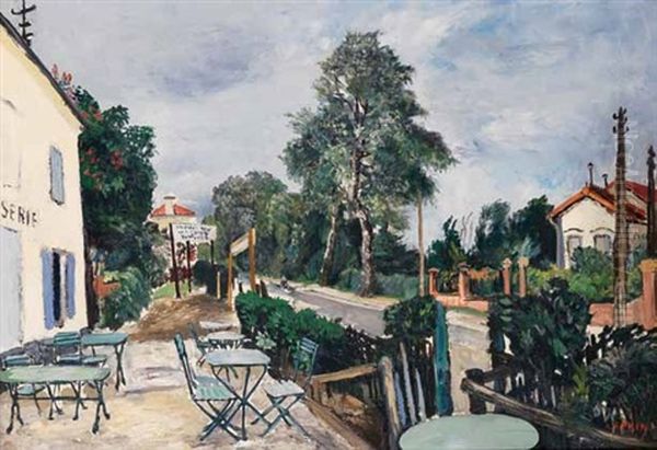 La Terrasse A Villiers-le-bel Oil Painting by Marcel Francois Leprin