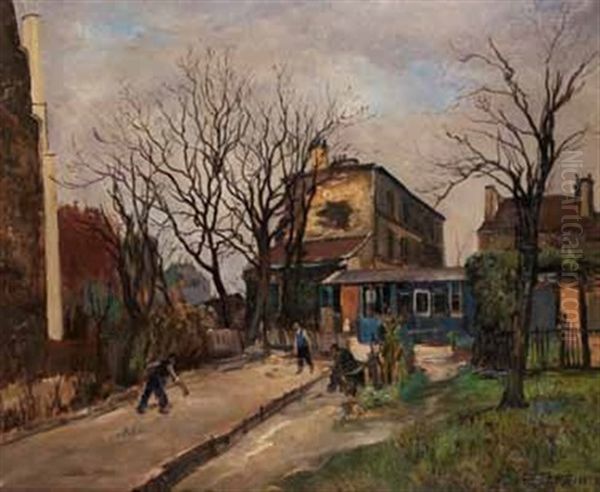 Joueurs De Petanque A Montmartre Oil Painting by Marcel Francois Leprin