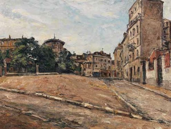 Place Jean-baptiste Clement, Montmartre Oil Painting by Marcel Francois Leprin