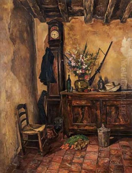 Interieur Paysan Oil Painting by Marcel Francois Leprin