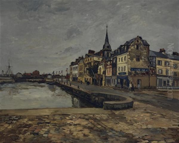 Port De Honfleur Oil Painting by Marcel Francois Leprin