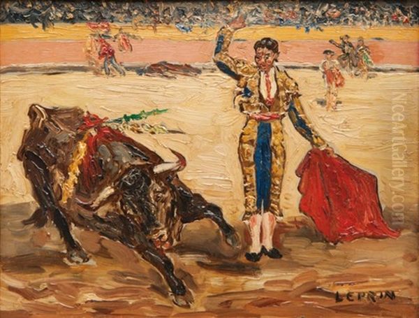 Scene De Tauromachie by Marcel Francois Leprin