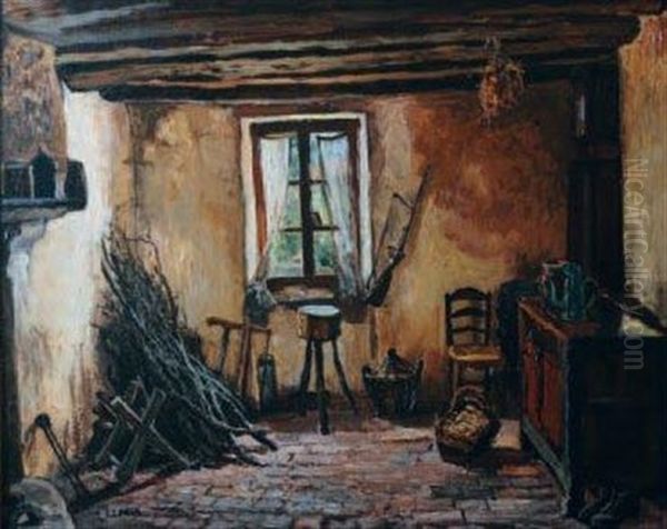 Interieur Paysan Oil Painting by Marcel Francois Leprin