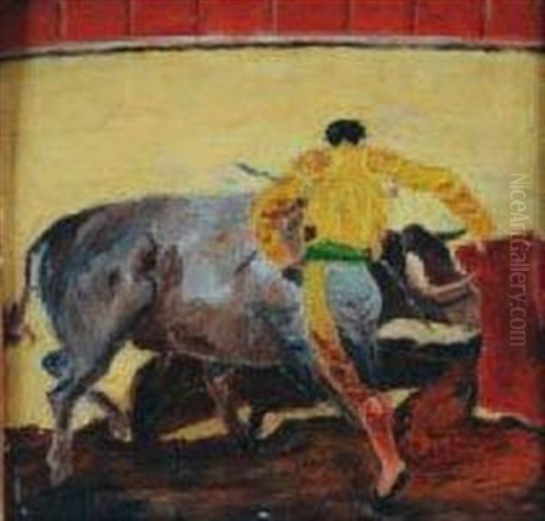 Scene De Tauromachie Oil Painting by Marcel Francois Leprin