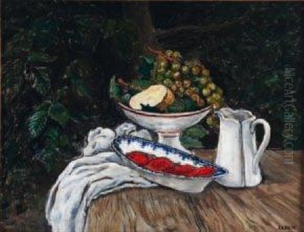 Nature Morte A La Coupe De Fruits by Marcel Francois Leprin