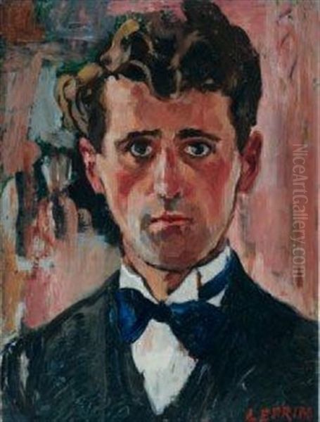 Autoportrait Au Noeud De Papillon Oil Painting by Marcel Francois Leprin