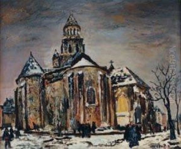 L'eglise Notre Dame La Grande Poitiers Oil Painting by Marcel Francois Leprin