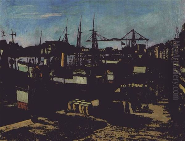 Le Port De Marseille Oil Painting by Marcel Francois Leprin