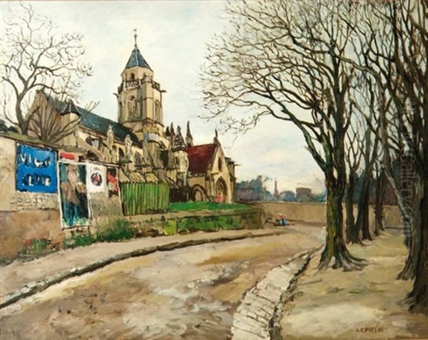 Village Dans L'yonne Oil Painting by Marcel Francois Leprin