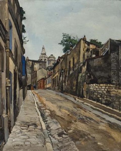 Monmartre Street Scene Oil Painting by Marcel Francois Leprin