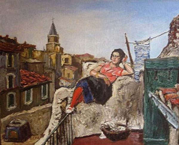 Fille De Petite Vertue A Marseille Dans Le Quartier Du Panier A Marseille Oil Painting by Marcel Francois Leprin