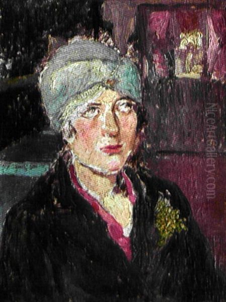 Portrait De Jeune Femme Au Turban (double-sided) Oil Painting by Marcel Francois Leprin