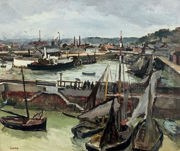 Le Port Du Havre Oil Painting by Marcel Francois Leprin