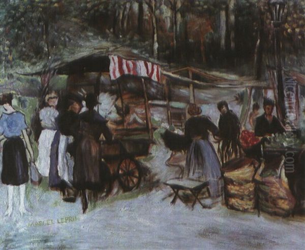 Strassenszene Mit Marktfrauen by Marcel Francois Leprin