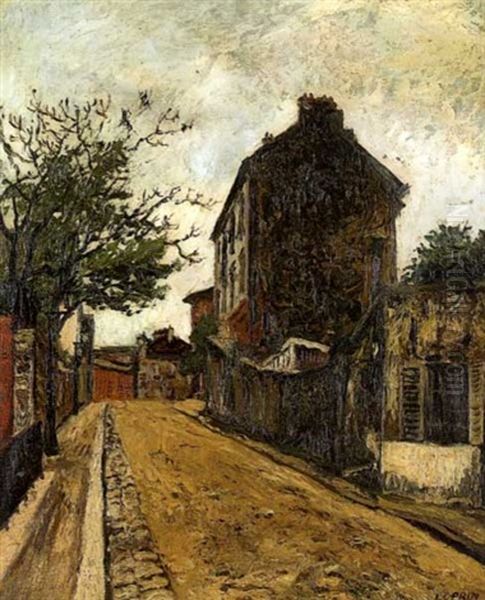 Rue A Montmartre Oil Painting by Marcel Francois Leprin