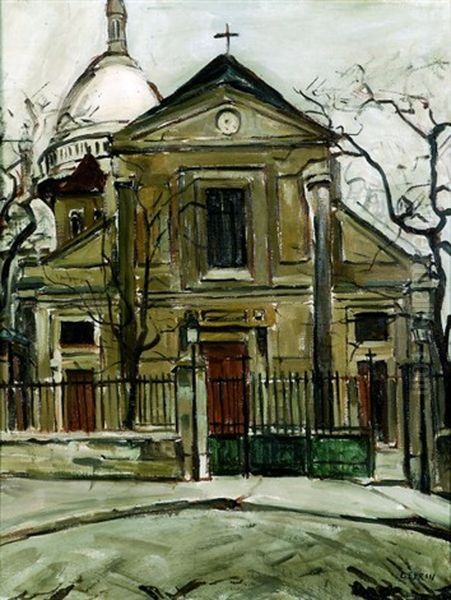 Montmartre, L'eglise St-pierre Oil Painting by Marcel Francois Leprin