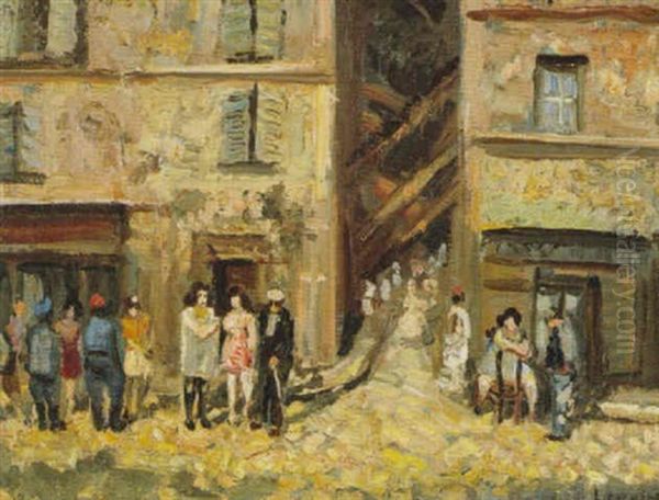 Rue Chaude A Marseille Oil Painting by Marcel Francois Leprin