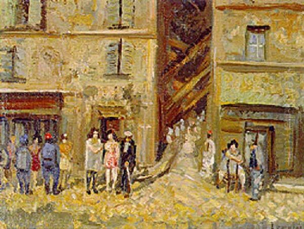 Rue Chaude A Marseille Oil Painting by Marcel Francois Leprin