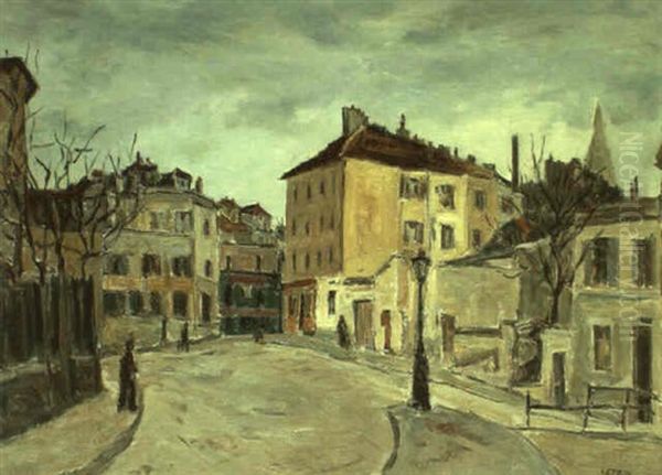 Place Jean-baptiste Clement A Monmartre Oil Painting by Marcel Francois Leprin