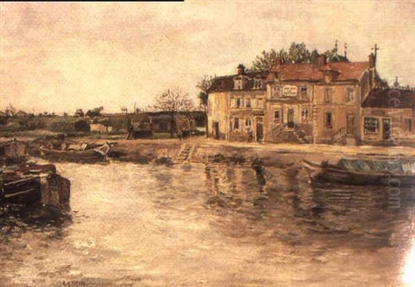 Peniche A Saint-mammes Oil Painting by Marcel Francois Leprin