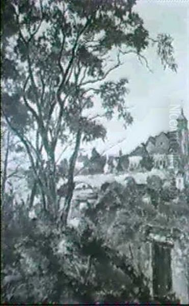 Village Et Vergers Oil Painting by Marcel Francois Leprin