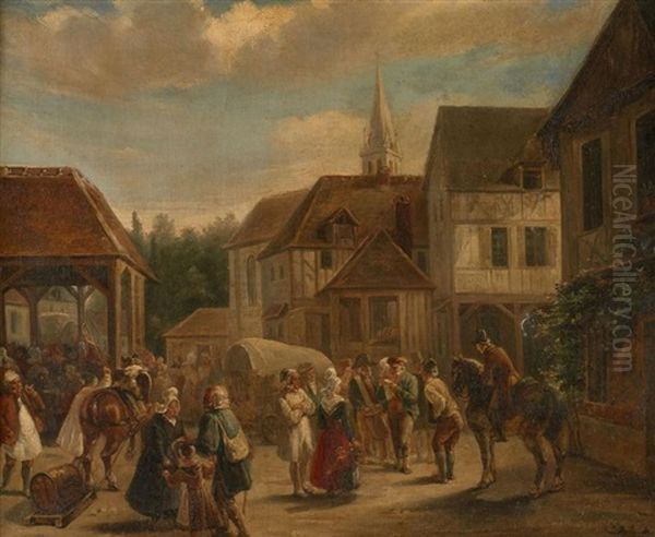 Scene De Marche En Normandie Oil Painting by Auguste-Xavier Leprince