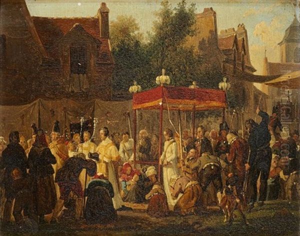 Procession Religieuse Oil Painting by Auguste-Xavier Leprince