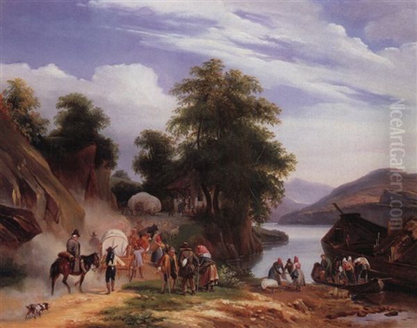 Uberhol Vom Schiff Oil Painting by Auguste-Xavier Leprince