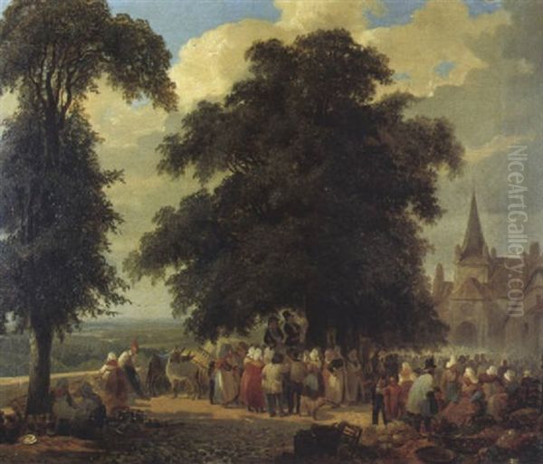 Le Rassemblement Autour De L'arbre De La Liberte Oil Painting by Auguste-Xavier Leprince