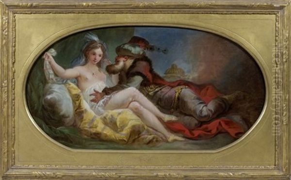 Scene De Harem Oil Painting by Jean-Baptiste Leprince