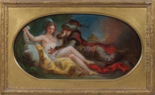 Scene De Harem Oil Painting by Jean-Baptiste Leprince