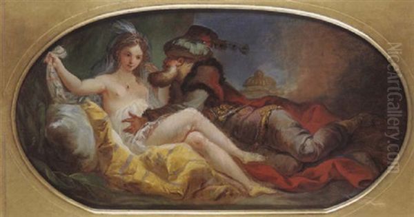 Scene De Harem Oil Painting by Jean-Baptiste Leprince