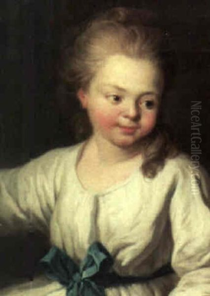 Portrait Of A Young Girl In White Oil Painting by Jean-Baptiste Leprince