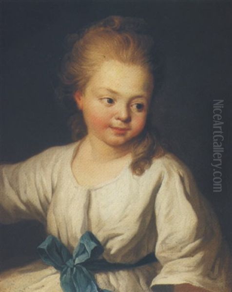 Portrait Of A Young Girl In White Oil Painting by Jean-Baptiste Leprince