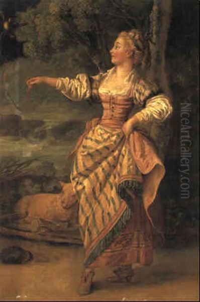 A Shepherdess Dancing Oil Painting by Jean-Baptiste Leprince