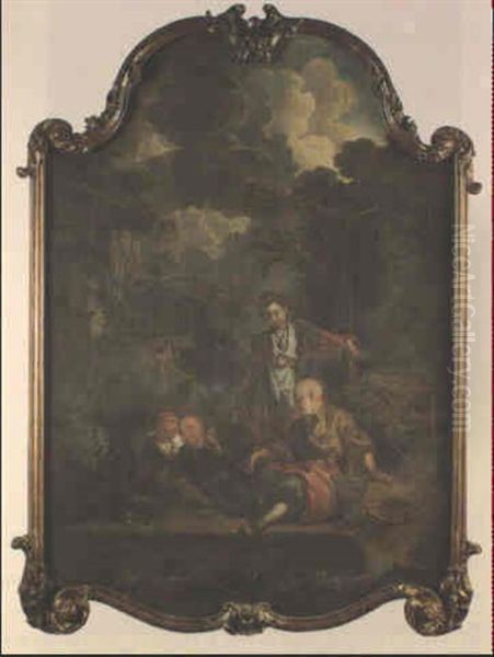 Chinoiserie Aux Pecheurs Oil Painting by Jean-Baptiste Leprince