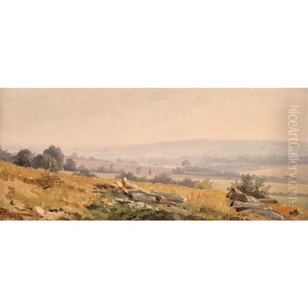 A View Of The Countryside At Connerre Near Le Mans Oil Painting by Robert Leopold Leprince