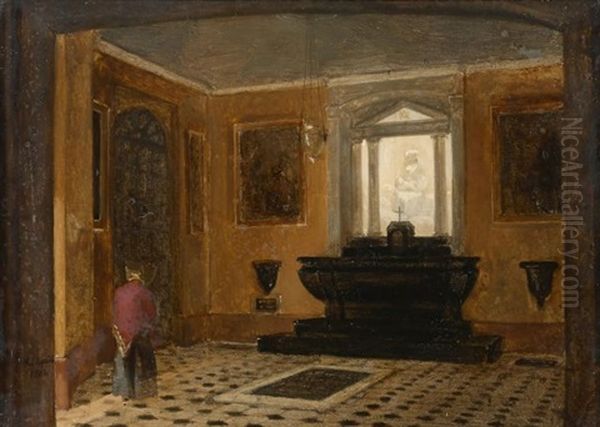 Interieur D'une Chapelle Oil Painting by Robert Leopold Leprince