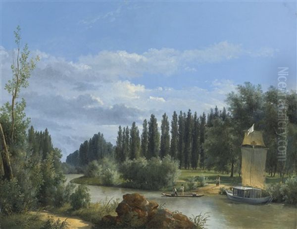 View Of The Park Of Chateau De Neuilly Oil Painting by Robert Leopold Leprince