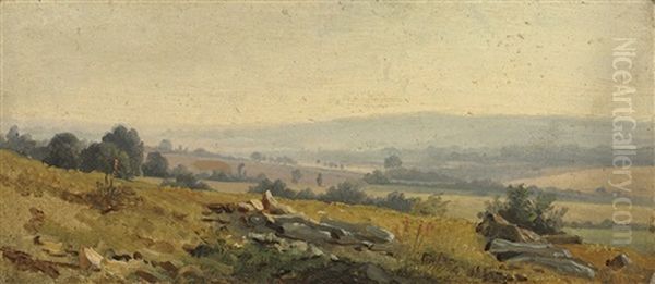 A View Of The Countryside At Connerre, Near Le Mans Oil Painting by Robert Leopold Leprince