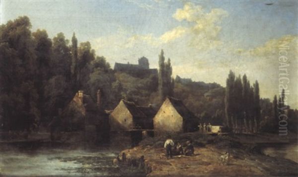 Paysage Au Moulin Oil Painting by Robert Leopold Leprince