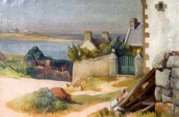 Chaumiere Pres De La Riviere D'etel Oil Painting by Jules Leray