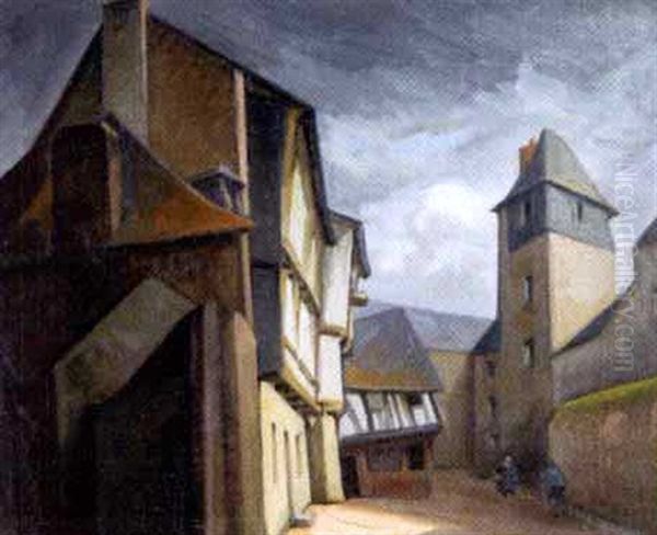 Rue Des Archers A Quimperle Oil Painting by Jules Leray