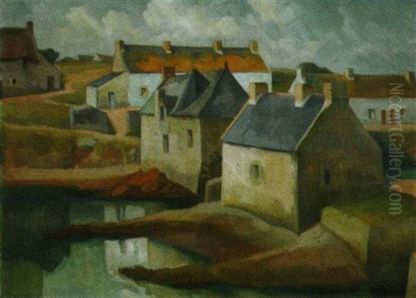 Moulin Mer A Guidel Oil Painting by Jules Leray