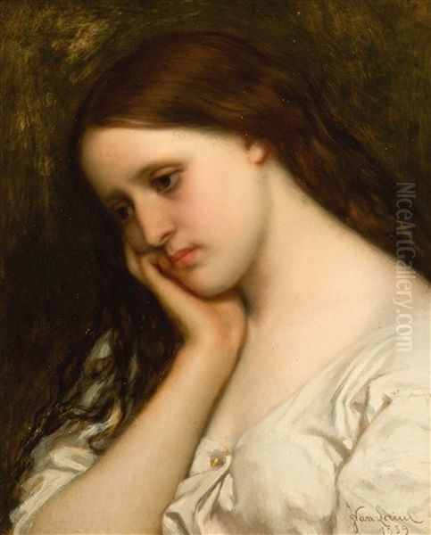 Reverie Oil Painting by Joseph Henri Francois Van Lerius