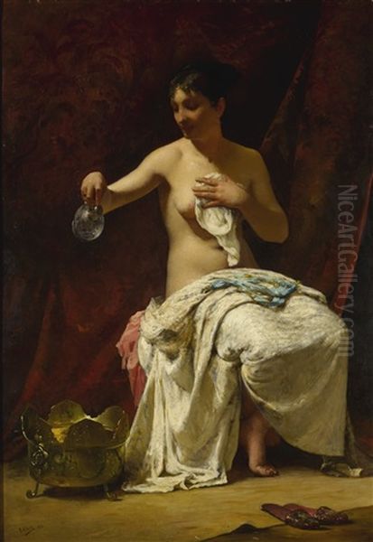 A Lady At Her Toilette Oil Painting by Henry Lerolle