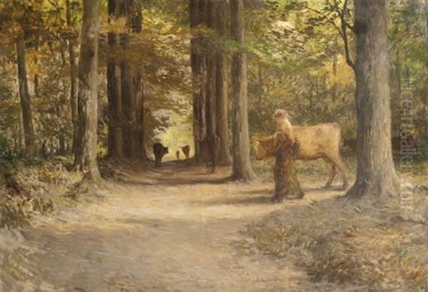 Gardeuse De Vaches Oil Painting by Henry Lerolle