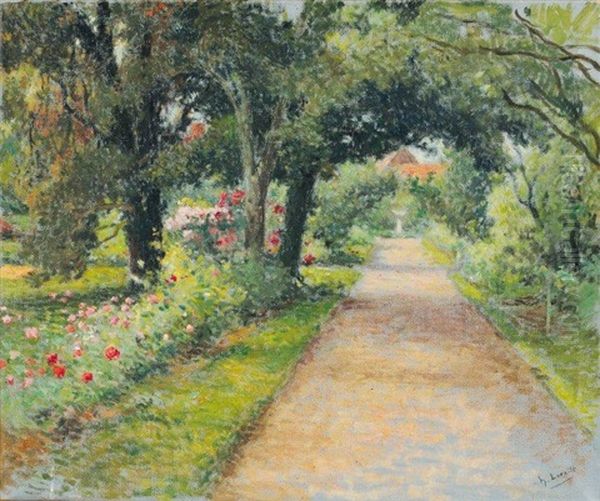 L'allee Du Jardin Au Printemps Oil Painting by Henry Lerolle