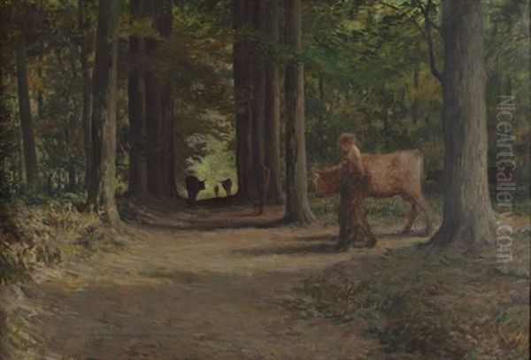 Jeune Femme En Foret Oil Painting by Henry Lerolle