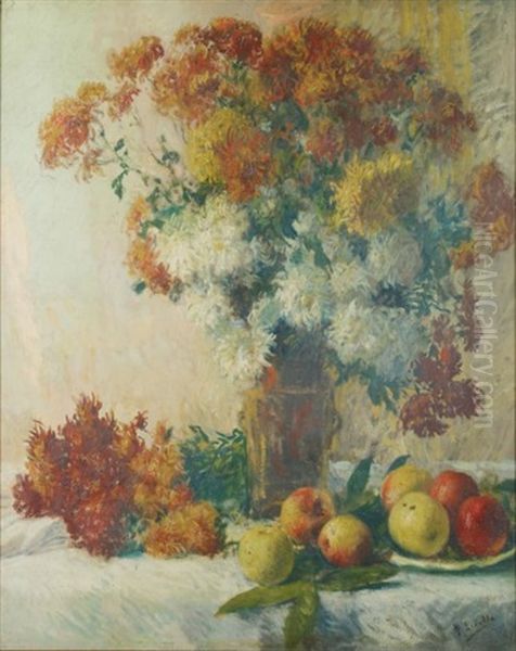 Nature Morte Au Bouquet De Fleurs Oil Painting by Henry Lerolle